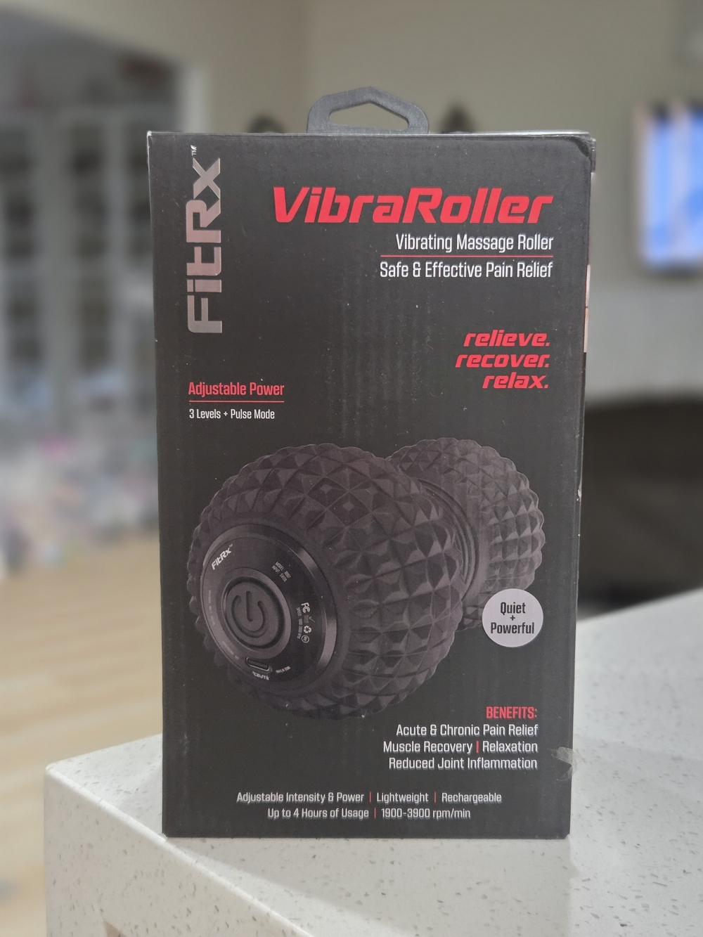 FitRx VibraRoller Vibrating Massage Roller - Black